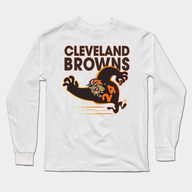 Cleveland Browns BullDawg Whoosh 24 Long Sleeve T-Shirt by Goin Ape Studios